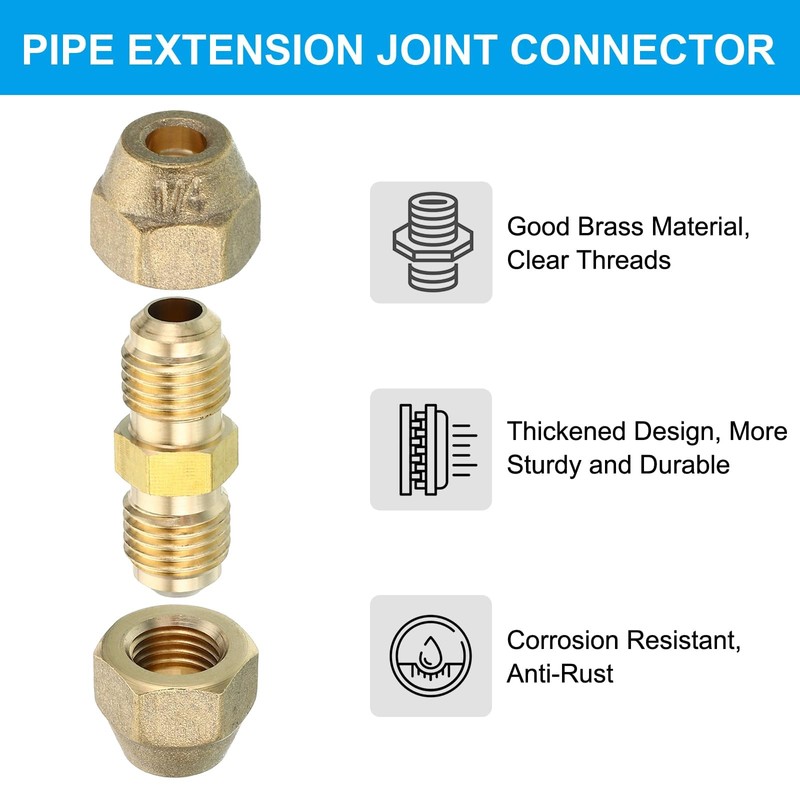 TA-VIGOR 2PCS Pipe Extension Joint Connector Set, Copper Pipe Coupling