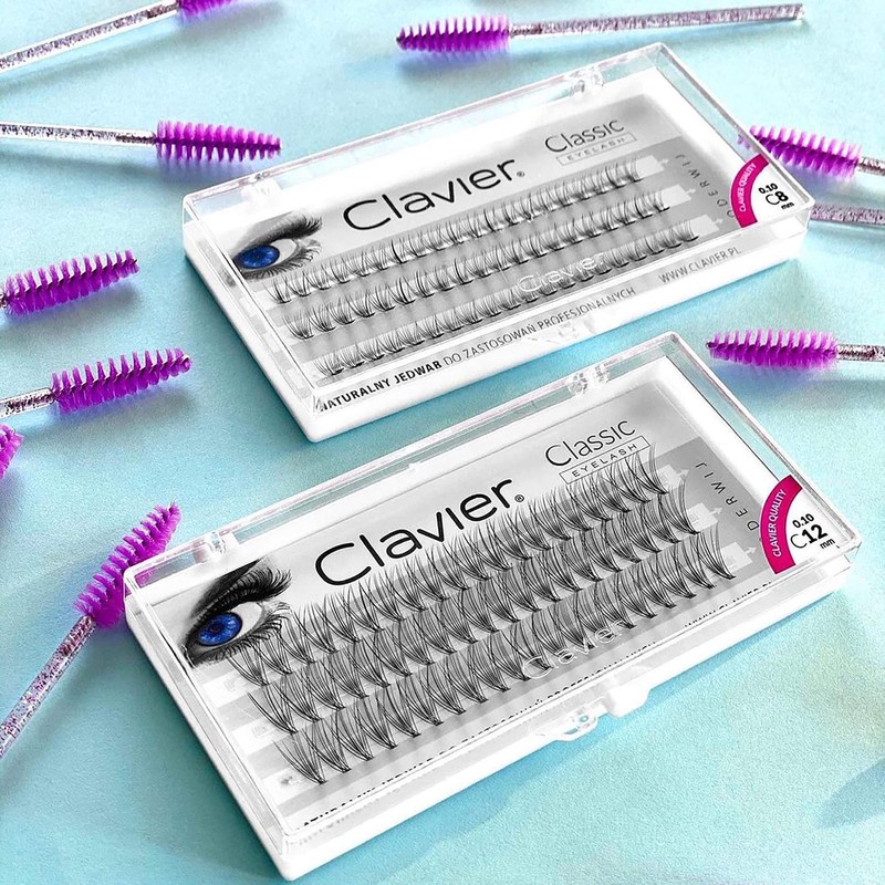 Clavier C-Curl Classic Artificial Eyelashes in Cups, Real Silk Eyelashes