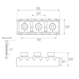 Banworks Electric Guitar Locking String Nut 42mm (1-21/32") Electric Guitar Metal Locking Nuts for Double Tremolo Vibrato Bridge System Electric Guitars JT/SDXZ-01 Chrome