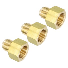 PATIKIL 1/2 Inch Female Flare x 3/8 Inch Male Flare Connectors, 3pcs SAE 45 Degree Brass Adapters Pipe Fitting for Air Gas Line Refrigeration HVAC