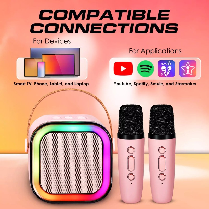 The Singing Machine Risebass Mini Karaoke Machine for Kids Adults,