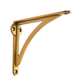 Khtumeware 100% Solid Brass Decorative Shelf Brackets, 7-inch Wall-Mounted Shelving Brackets, 2-Pack Antique Brass Vintage Metal Shelf Bracket Victorian Wall Bracket.