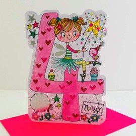 Rachel Ellen Girl Age 4 Today Fairy Birthday Card