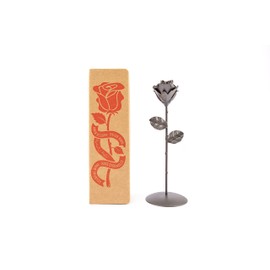 Eternal Wrought Iron Rose - Hand forged (Black Base)