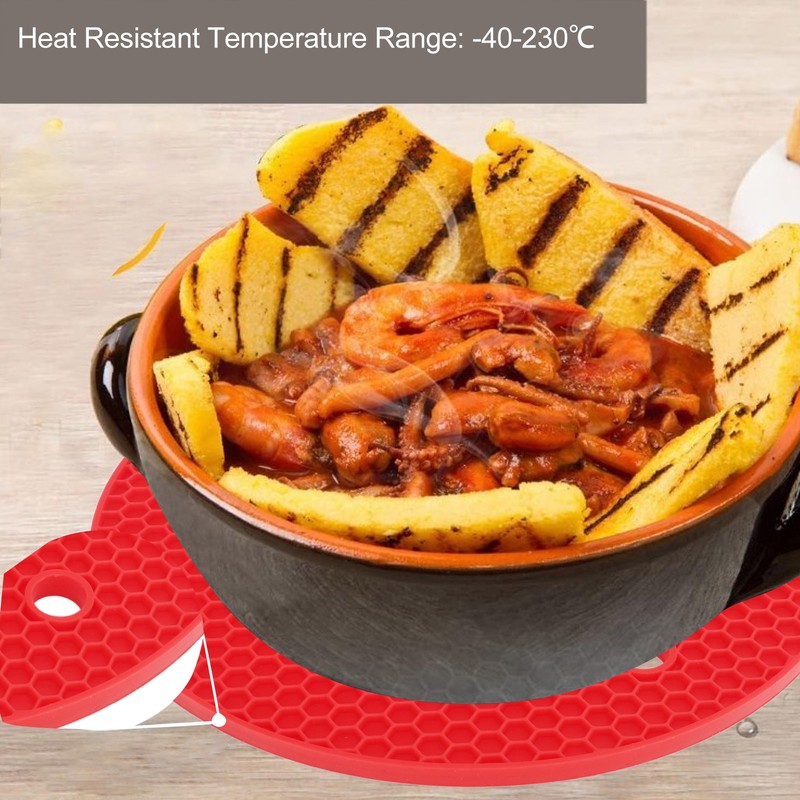 5Pcs Silicone Trivet Mat Square Round Honeycomb Hot Pad Non