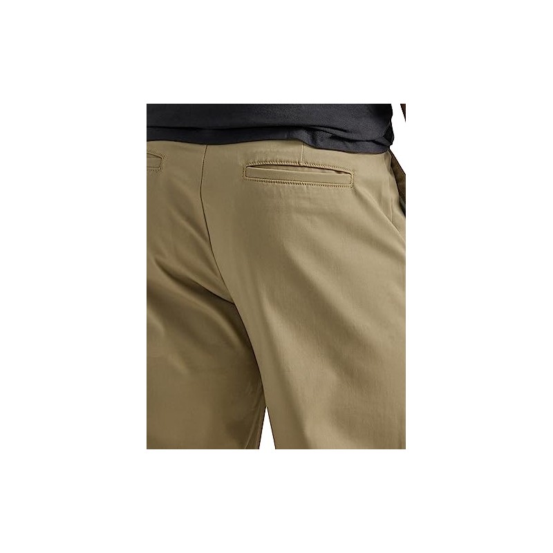 Lee Men's Flat Front Relaxed Straight Pant, Khaki, 36W x