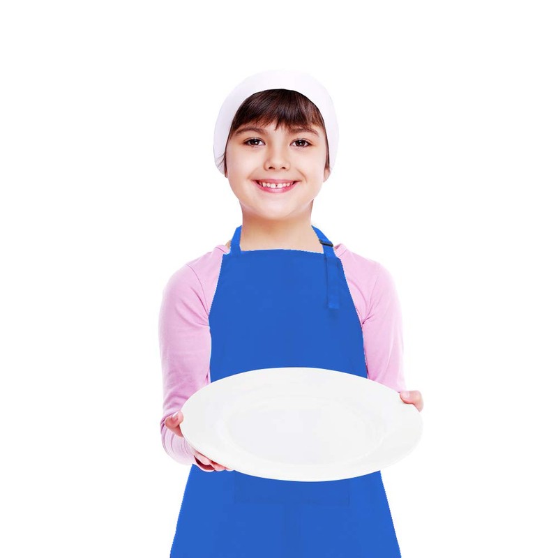 CRJHNS Kids Apron and Chef Hat Set, Adjustable Cotton Child