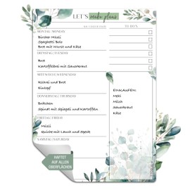 TOBJA Meal Planner Week Wipe-Clean – Sticks to All Surfaces, Removable, Eucalyptus Design for the Perfect Week Overview Reusable Menu Planner & Weekly Planner (Pen Not Included)