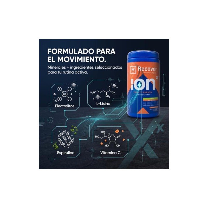Ion Recover Electrolitos Polvo Actividad Deportiva Diaria Natural Lisina Espirulina