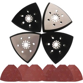 4 Stück Schleifplatte Dreieck, Multitool Schleifplatter 93mm, Fein Schleifplatte, Mit 24 Dreieckschleifer Schleifpapier, Für Schleifen Und Polieren, Hartplastik, Putz(40/60/80/120/180/240)