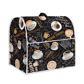 UNICEU Coffee Latte Print Stand Mixer Dust Cover for Kitchen Aid Mixer Protective Dust Cover with Top Handle and Pockets Kitchen Appliance Dust Cover Accessories
