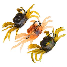 Crab Worm Set of 3 Double Hooks, Soft Lure, Worm, Fishhook, Crab, Fake Bait, Artificial Crab, Bait, Club, Sea, River, Octopus, Chinu Fishing, Blackfish, Red Snapper (Set of 3 Types)