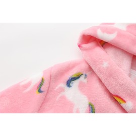 SWMSTUPF Kids Robe Boys Hooded Fleece Sleep Robe Cotton Towel Animal Soft Bathrobe (CA/US, Age, 9 Years, 10 Years, Pink Horse)