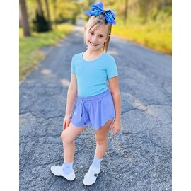 Stelle Ballet Leotards for Girls Black Dance Leotard Gymnastics Ballet Outfits with Bow Back (Toddler/Little/Big Kids) (Pool Blue,2-3T)