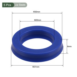 YOKIVE 5 Pcs UN Radial Shaft Seals, Industry PU Oil Seals for Hydraulic Cylinders (Blue, 20-mm ID x 30-mm OD 6-mm Width)