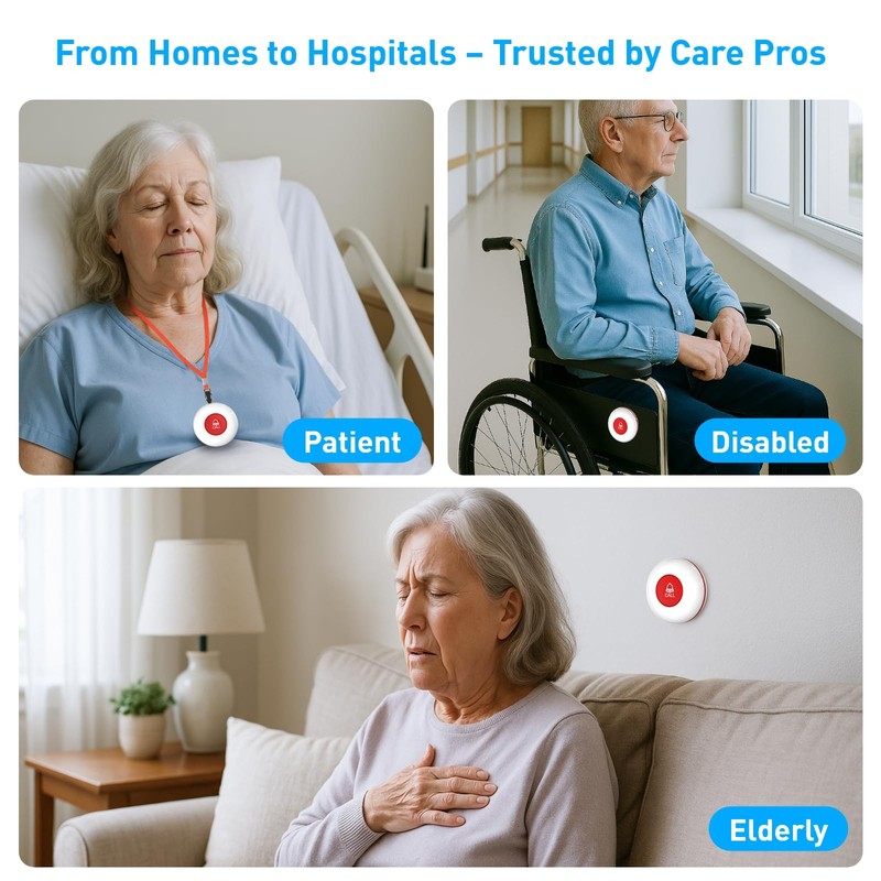 WiFi Caregiver Pager System with Emergency Button for Elderly -