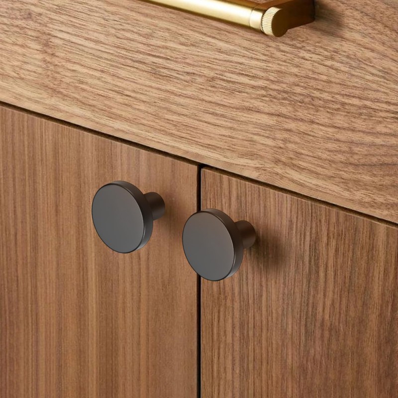 VARHHUXHA Pack of 4 Round Cabinet Knobs, Brass Drawer Knobs,