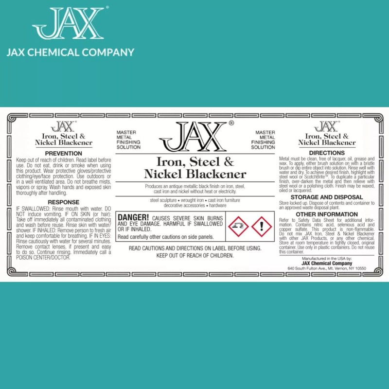 JAX Iron Steel Nickel Blackener Fast Acting Easy to Use