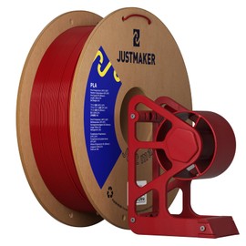 JUSTMAKER PLA 3D Printer Filament, Upgrade Cardboard Spool, Print with Most 3D Printers, Dimensional Accuracy +/-0.03mm, 1.75mm, 1kg, Dark Red