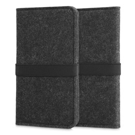 kwmobile Felt Cover Compatible with M - 5.5" - Fabric Case with Elastic Band and Slot for Universal Fit - Dark Grey/Black