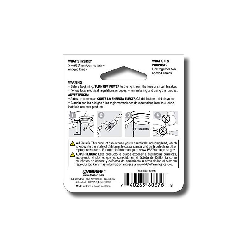 Jandorf Chain Connector Antique Brass #6 (Pack of 5)