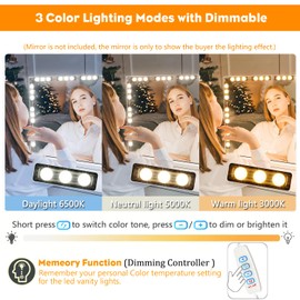 DLOMT Vanity Lights for Mirror LED Makeup Light Strip with 3 Color Temperature Lighting Modes and Dimmable Stick on Vanity Bathroom Mirror,Ultra Bright,15ft (Mirror Not Included)