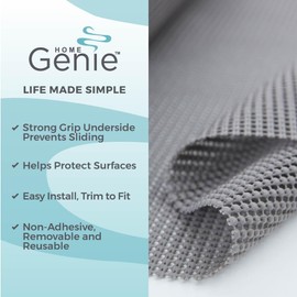 HOME GENIE Slip Resistant Drawer and Shelf Liner, Non Adhesive Roll, 17.5 Inch x 20 FT, Durable and Strong, Grip Liners for Drawers, Shelves, Cabinets, Pantry, Storage, Kitchen and Desks, Soft Gray