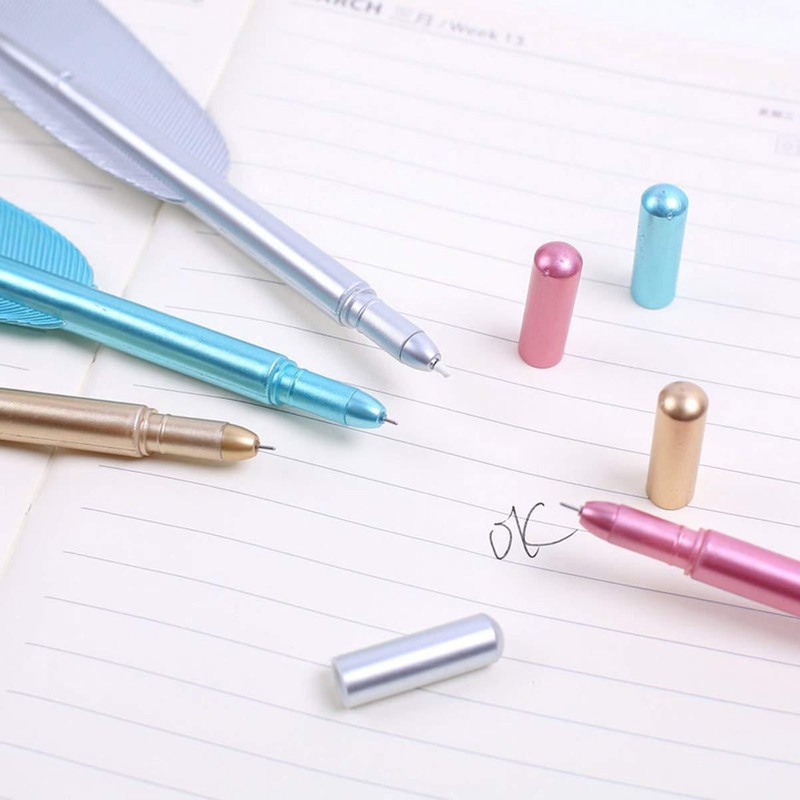 10Pcs Feather Pens Kids Ballpoint Pen Set ABS Plastic Office