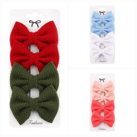 12Pcs Baby Hair Bows Toddler Hair clips, Fully Lined Baby Girl Bows, Anti-Skid Baby Hair Clips, Cotton Linen, Bow Hair Accessories, 6 Colors (blue,white,pink)