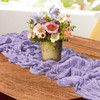ZAGQIG Boho Rustic Table Runner, 35x120 inches Light Purple Cheesecloth/Gauze,