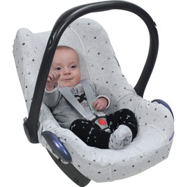 Original Dooky Seat Cover Light Grey Crowns for Baby Car Seat Universal Size Suitable for 3 and 5 Point Belt System Car Seat for Age Group 0+, Light Grey