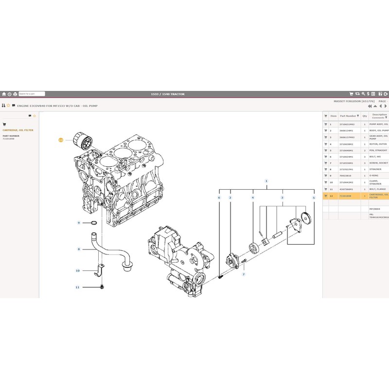 72201898 OEM Genuine Agco Oil Filter