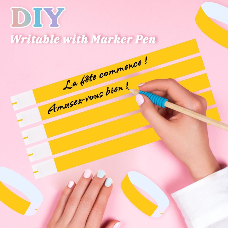 LOMIMOS 200Pcs Paper Wristbands for Events,Event Wristbands Waterproof Neon Party