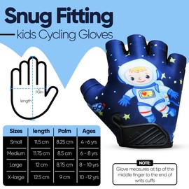 SAGA SPORTS Half Finger kids cycling gloves| Non-Slip, Padded, Antislip, Fingerless kids bike gloves for Boys and Girls | (Navy Blue, X-Large [10-12])