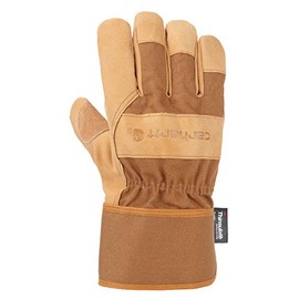Carhartt Men's Insulated Grain Leather Work Glove with Safety Cuff, Brown, Medium (1 Pair)