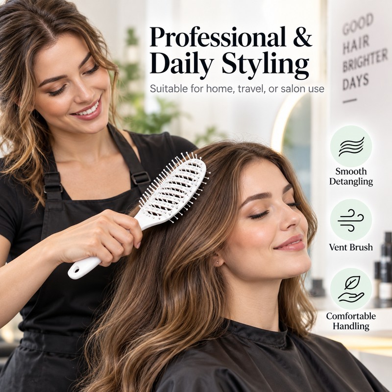 Portable Folding Hair Brush – Double-Headed Anti-Static Curved Vent Styling