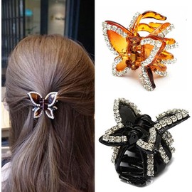 Butterfly Hair Claw Clip rhinestone Hair Clips Styling Hair Accessories for Women and Girls (Pack of 2) (Style1, One size)
