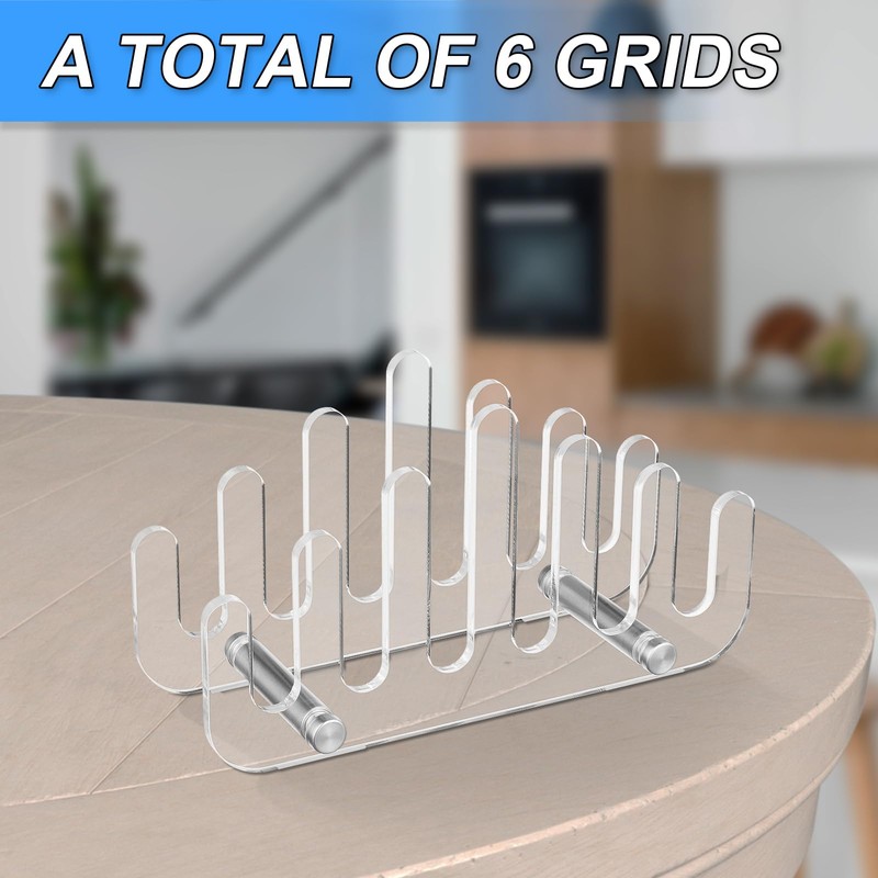Clear Acrylic Coaster Holder, 6 Grids Anti Slip Coaster Organizer