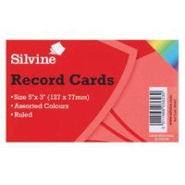 2X ValueX Record Cards 126x77mm Ruled Assorted Colours (Pack 100)+ Free FINCHLEY Pen