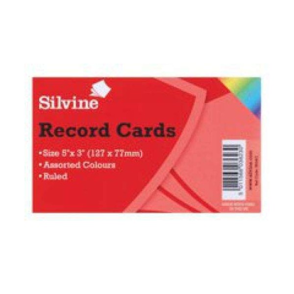 2X ValueX Record Cards 126x77mm Ruled Assorted Colours (Pack 100)+