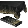 4 Pack Disposable Plastic Tablecloth, Gold Stamping Dot Rectangular Table