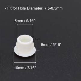 VictorsHome Hole Plugs Plastic 8mm (5/16") Fit for 7.5-8mm Diameter Locking Hole Tube Flush Type Panel Plugs Fastener Cover for Kitchen Cabinet Furniture Off White 50 Pcs