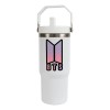 Termo Alto Acero Inoxidable Bts Logo Kpop 900 Ml Blanco