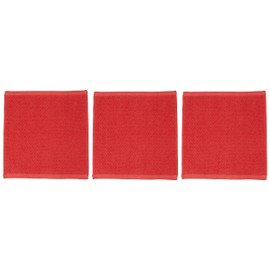 Hayashi WL604907 Hand Towels, Set of 3, Approx. 13.4 x 13.8 inches (34 x 35 cm), Hotel Type, Variety Color 2, Red