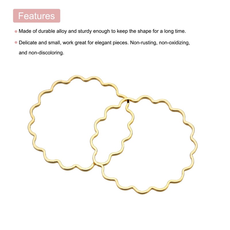 sourcing map Flower Earring Beading Hoop Rings, Open Bezel Linking