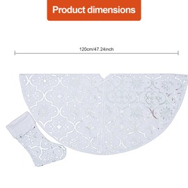 Merry Christmas Tree Skirt 48 Inches,Large Xmas Soft Cover Mat Decor Snowflake Collar Farmhouse Tree Skirt for Home Party Rustic Vintage Christmas Tree Decorations by H HOME-MART (White)