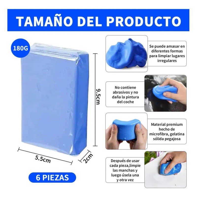 10*3m Arcilla Plastilina Descontaminante Limpiadora Clay Bar
