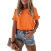 PRETTYGARDEN Women's Short Sleeve Casual T Shirts Summer Ruffle Plain