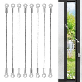 8PCS Cabinet Window Door Restrictor,8 Inch Stainless Steel Door Window Opening Restrictors,Flexible Braided Limiter for Chest Cupboard Doors Hinge Restraint,Strong and Durable
