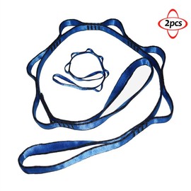 YOBEYI 2pcs Nylon Daisy Chain 6 Loop Adjustable Multipurpose Strap Rope 25kN Strong Climbing Straps 43 Inches for Yoga Swing Yoga Hammock Trapeze Ceiling Anchors Daisy Chains (Blue)